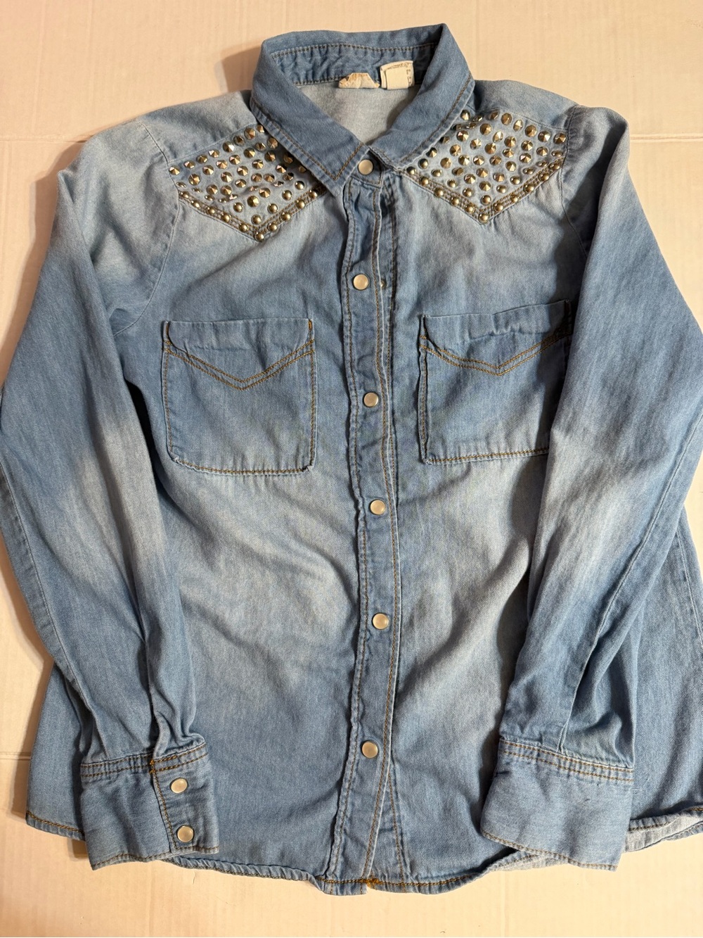 Mudd Light Blue Studded Denim Button-Down Shirt